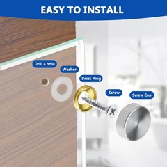 24 Pcs Stainless Steel Screw Cover Cap, 0.63″/16Mm Diameter Mirror Screw Cap, De