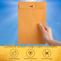300 Pcs 6 x 9 Manilla Envelopes Clasp Kraft Catalog Envelope Small, Yellow