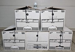 Bankers Box Set 12x24x10 White Moving Storage Books LP Funko Toys Lot of 5