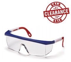 (1) Safety Glasses – Clear Lens w/ Red/White/Blue Frame – MS-97242