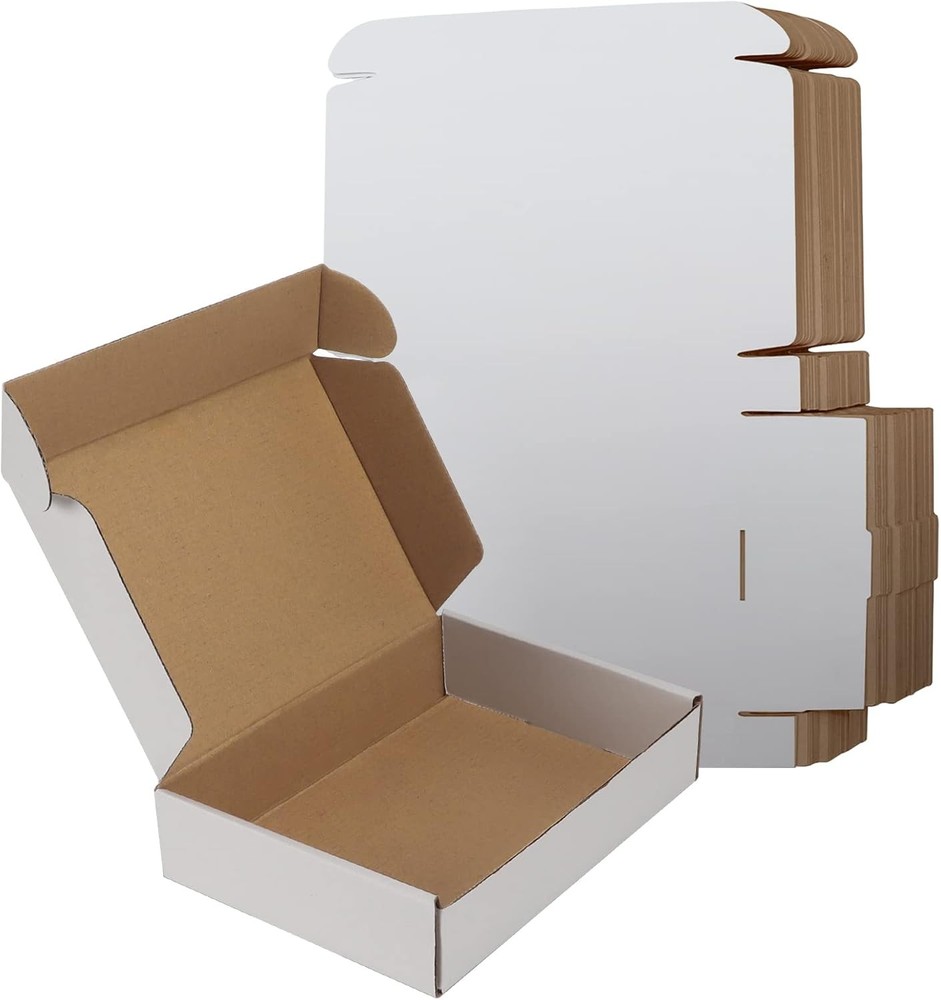 9x6x2 Inches Shipping Boxes Set of 25 White Small Corrugated Cardboard Box