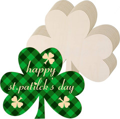 8 Pieces 11 Inches St. Patrick’S Day Wooden Shamrock Ornament Unfinished Cutout