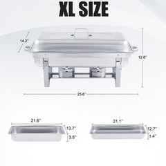 6 Pack Stainless Steel Chafer Chafing Dish Sets Catering Food Warmer 8 QT