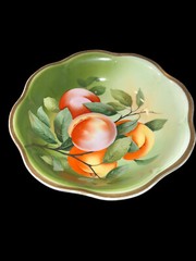 ANTIQUE ROYAL VIENNA 10″ GREEN SERVING BOWL PEINTURE ALAMAIN RARE Signed