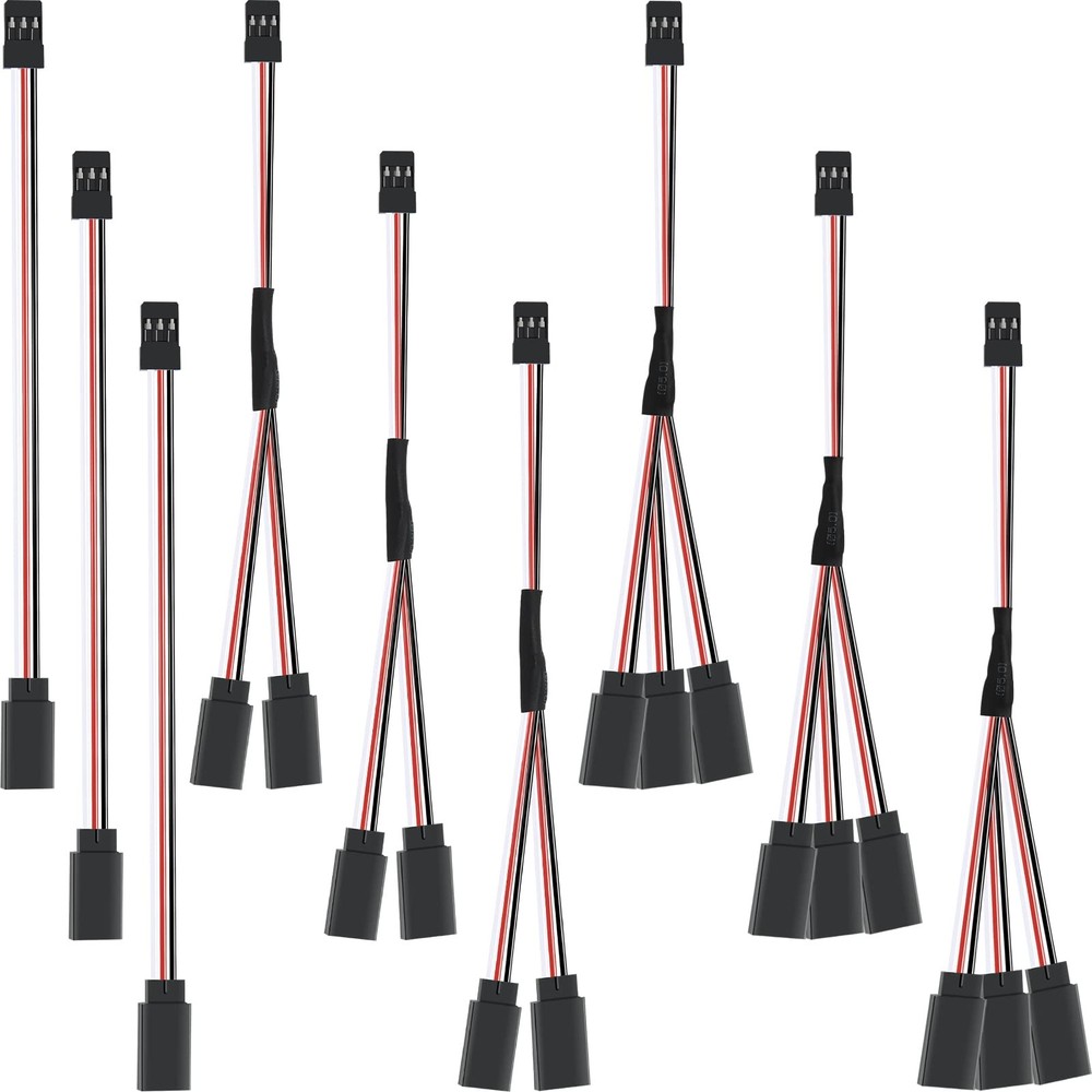 Eccliy 9 Pieces Y Connector 3 Pin Plug Splitters 15 cm / 5.9 inches, Black