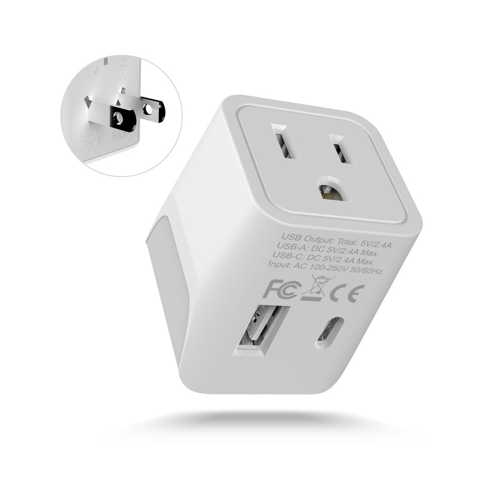 Japan, Philippines Travel Adapter Plug with USBA + USBC Usa Input Type A U…