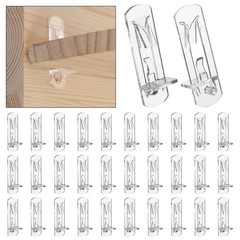 30PCS Clear Plastic Locking Shelf Support Pegs, Self-Locking Transparent