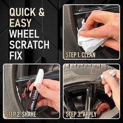 Wheel Scratch Repair Kit, Gloss Black Rim Touch Up Paint, Repair Curb Rash, Scra