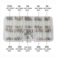 6x30mm 72 Car Boat Quick Blow Glass Tube Fuse Assorted Kit Fast-blow Glass Fuses