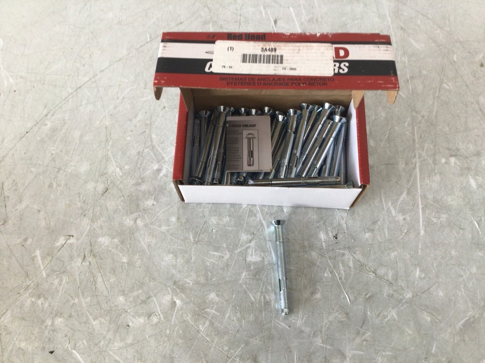 RED HEAD (50 pcs) 3/8″ x 4″ Flat Head Phillips Concrete Sleeve Anchors FS-3840
