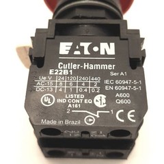 Eaton E22LLB2 Push/Twist To Release Operator, Red, 2NC, 40mm Dia, 22.5mm, E22B1