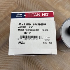 Packard PRCFD555A Titan HD Run Capacitor 55+5 MFD 440/370 Volt Round