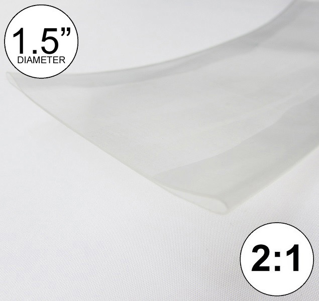 1.5″ ID Clear Heat Shrink Tube 2:1 ratio 1-1/2″ wrap (2 feet) inch/ft/to 40mm
