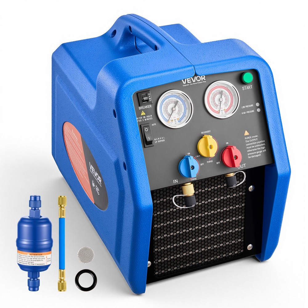 VEVOR Portable Refrigerant Recovery Machine 3/4 HP Single Cylinder Vapor Liquid