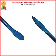 Dental Periosteal Elevator Molt # 9 Blue Titanium Coated Double Ended 2Pcs