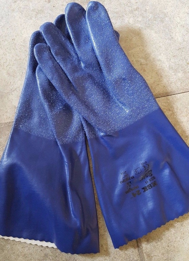 Best NSK 24 Nitrile Chemical Resistant Gloves Royal Blue, Textured Finish