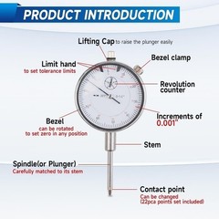 Dial Indicator with Magnetic Base 0.001″Precision Gauge Test Indicator Point Set