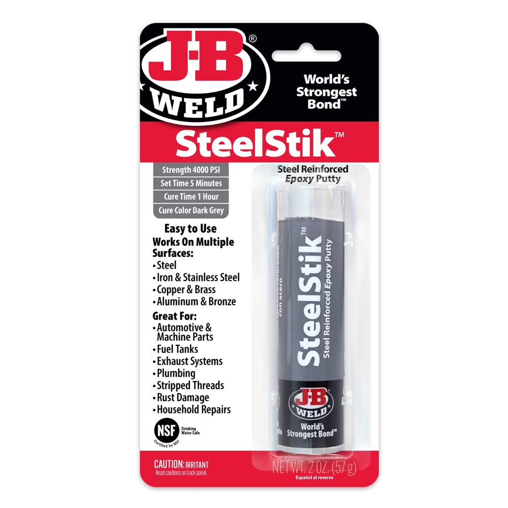 J-B Weld 8267 SteelStik Steel Reinforced Epoxy Putty Stick – 2 oz.