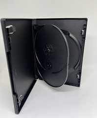 2 PCS 14MM BLACK TRIPLE DVD CASES W/ SLEEVE W/ FLIP TRAY PSD56
