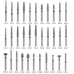 100 Types Dental FG Diamond Burs For High Speed Handpiece Friction Grip 50pcs