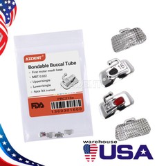 AZDENT Dental Orthodontic Bondable Buccal Tubes MBT Roth 022 1st Molar Non-Conv