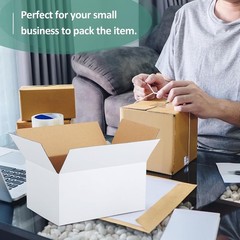 30-Pack 10x7x5 White Cardboard Shipping Boxes for Secure Small Business Mailing