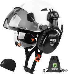 Hard Hat Safety Helmet with Visor and Ear Muffs Men Women Vented Work Hardhat AN