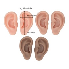 3 Pairs Silicone Ear Model Soft Flexible Ears 3 Colors Artificial Reusable For