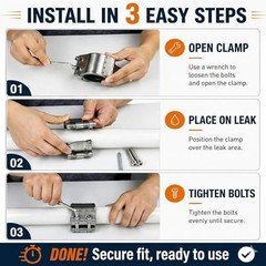 Heavy Duty 3″ Pipe Repair Clamp, Stainless Steel Leak Sealer Kit for Metal & PVC