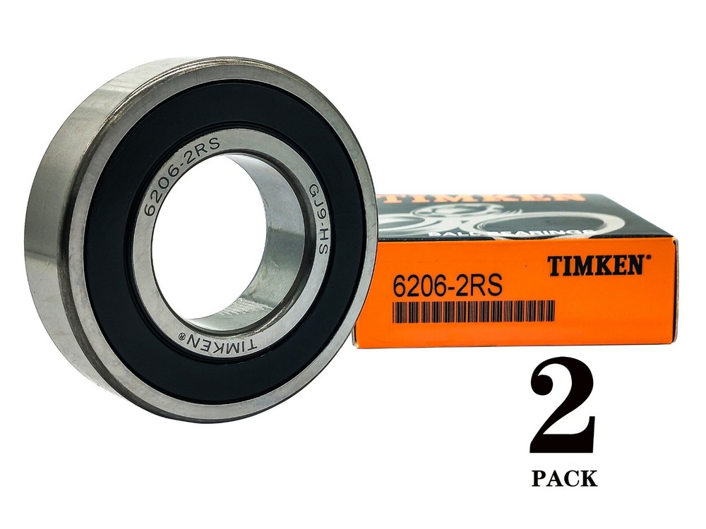 NEW (2PACK) TIMKEN 6206-2RS Double Rubber Seal Bearings USA Brand 30X62X16MM