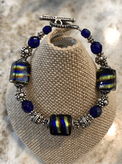 Murano Glass Austria Crystals and Bali Sterling Silver Bracelet #Italy #handmade