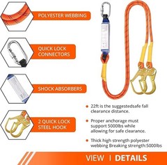 Safety Harness Fall Protection – Roofing Harness Kit Men Full Body Construction