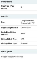 3″ X 4 ” THREADED X GROOVED SCHEDULE #59 NIPPLE ADAPTER