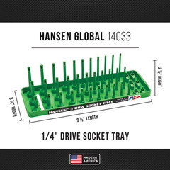 3 Row 1/4 In. SAE Socket Tray – Hi-Viz Green