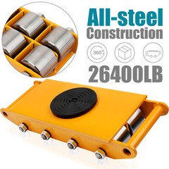 12 T 26400lbs Machinery Skates Heavy Duty Dolly Machine Movers Cargo Trolley