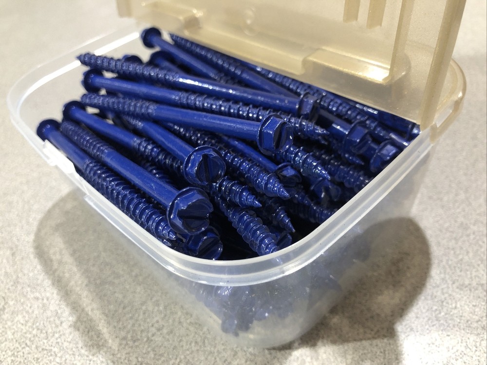 (100) 1/4″ X 4″ Hex Washer Head Masonry Concrete Screw Tapcon Anchor Blue