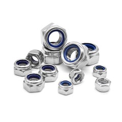 20 PCS M6 Nyloc Steel Nuts Nylon Insert Hex Lock 304 Stainless Self Locking