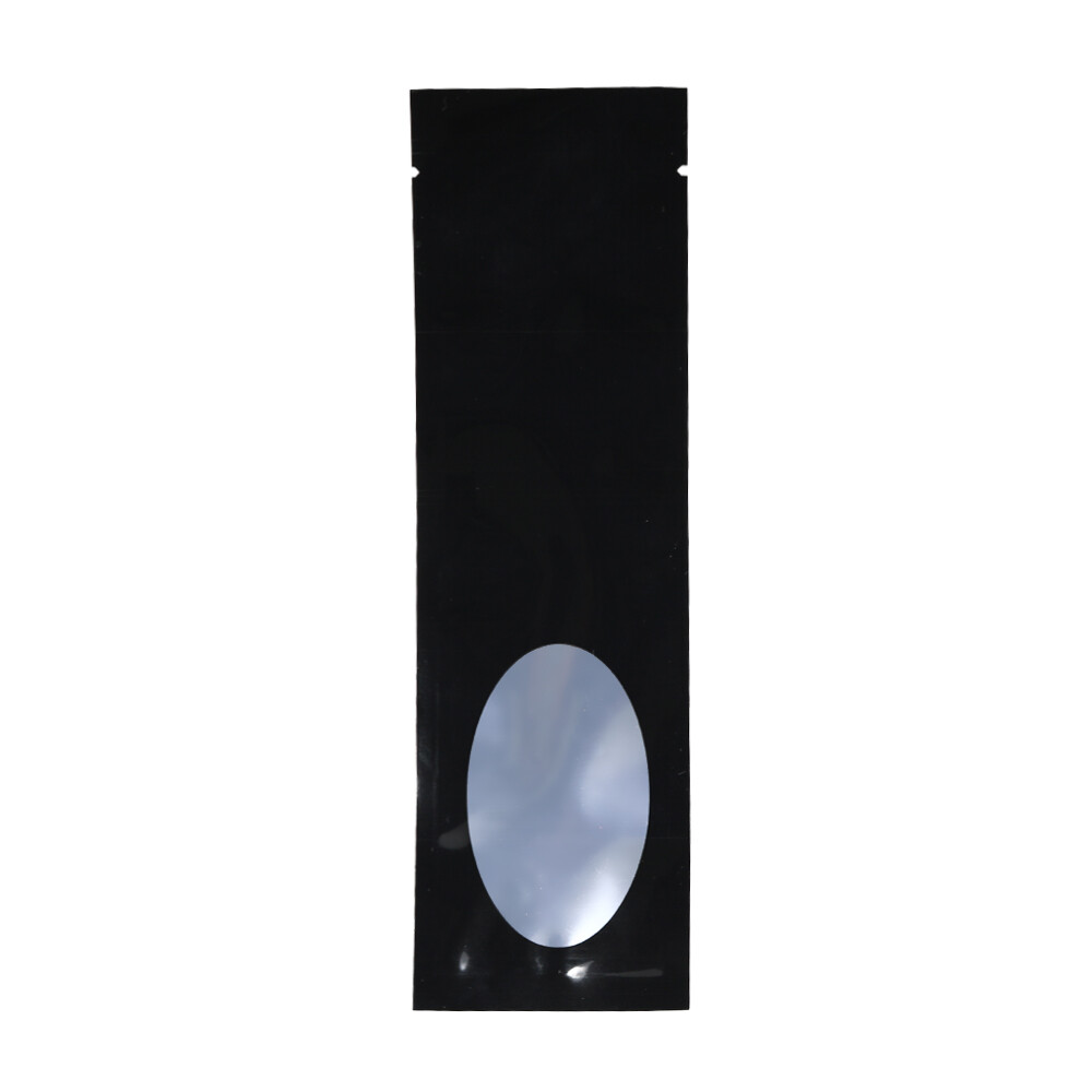 New Flat Glossy Black Open Top Mylar Bags Pouches with Window Variety Quantity
