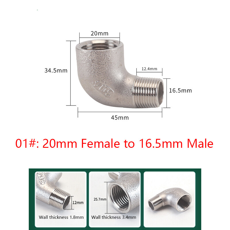 9.5-50mm Female Male Thread 304 Stainless Steel Reducing Elbow Connector Fitting