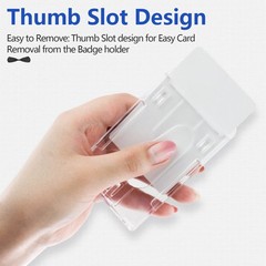 Teskyer Hard Plastic ID Badge Holder, Heavy Duty Vertical-2 pack, Transparent
