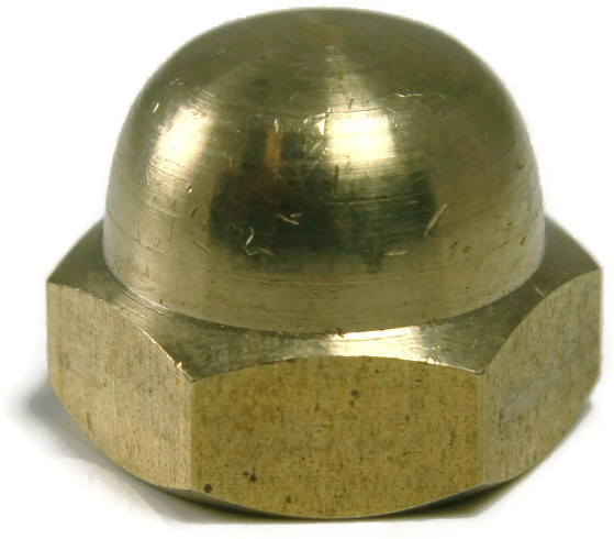 Brass Solid Hex Acorn Cap Nut UNC 5/8-11, Qty 25