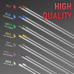 TIG Welding Tungsten Electrode Red Tip 1/8″ x 7″ Red, WT20/EWTh-2 10-pk