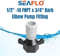SEAFLO 1/2″ FNPT x 3/4″ Barb Straight Pump Fittings 25-Pack SHURFLO Fit
