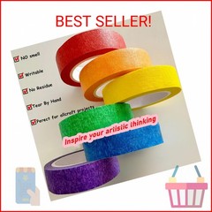 6 Rolls Colored Masking Tape，colored painters tape，0.6″ x14.3Yard Drafting Tape,