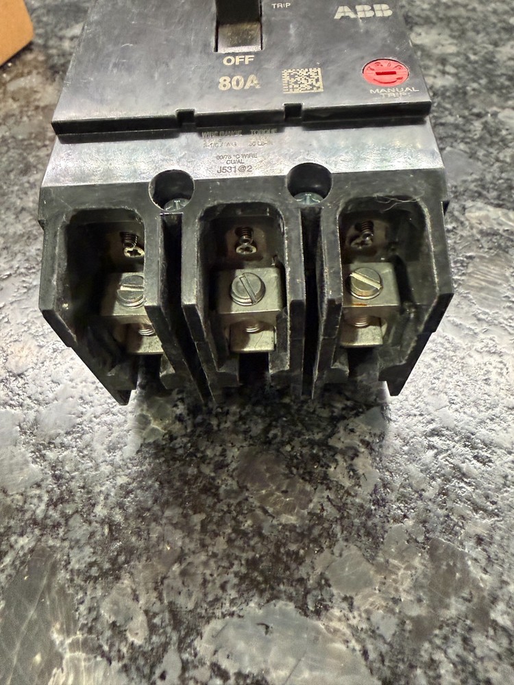 Lot of 2 ABB TEY380 80A 3 Pole 480VAC Bolt-On Circuit Breakers NIB