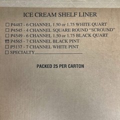 Ice Cream Shelf Liner (25 Pack) P/N 4565 Black 7-Channel Pint Trays