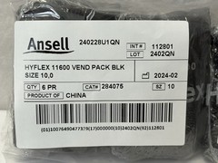 New Ansell HyFlex 11-600 Light Duty Gloves 6-PACK Size 10 (GU-5)