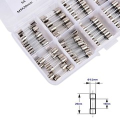 100Pcs 5x20mm Quick Blow Glass Tube Fuse Assorted Kits Fast Action Glass Fuses