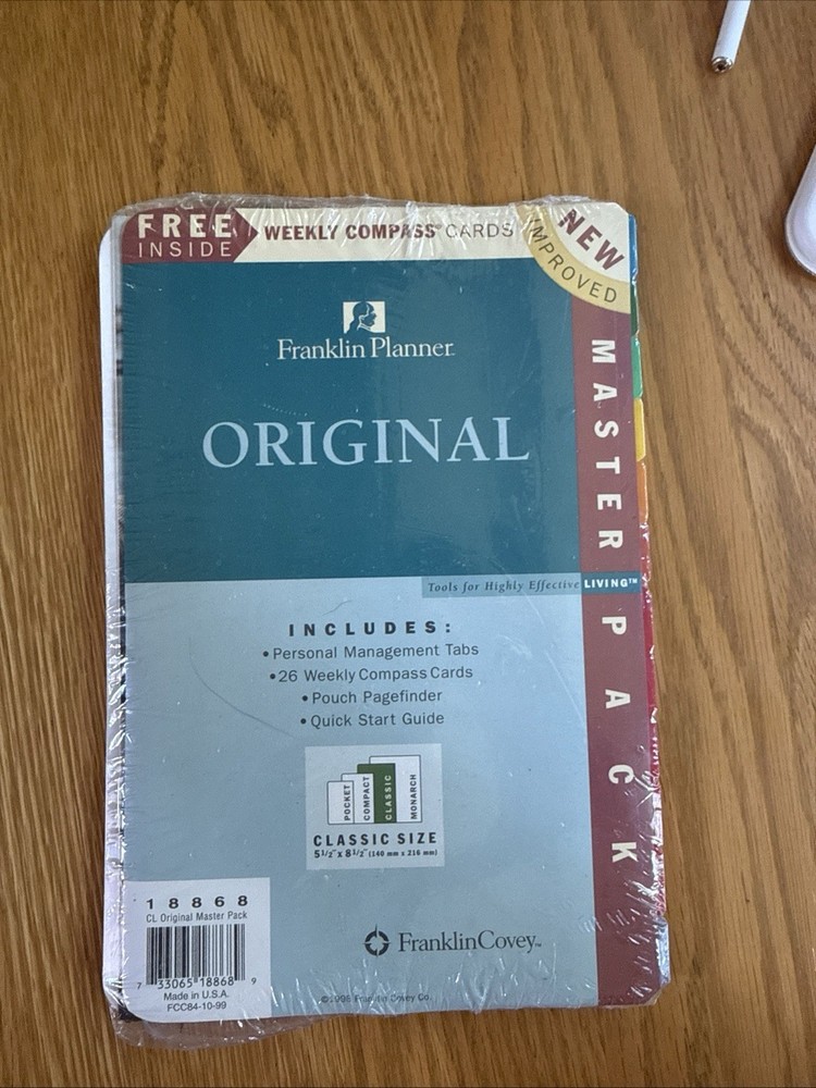 Vtg Franklin Covey Classic Size Master Pack New Management Tabs & Compass Cards