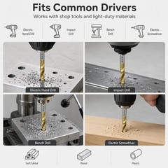 QWORK 6pcs Drill Tap Bit Set 1/4″-20 UNC Titanium Coated HSS – One-Step…